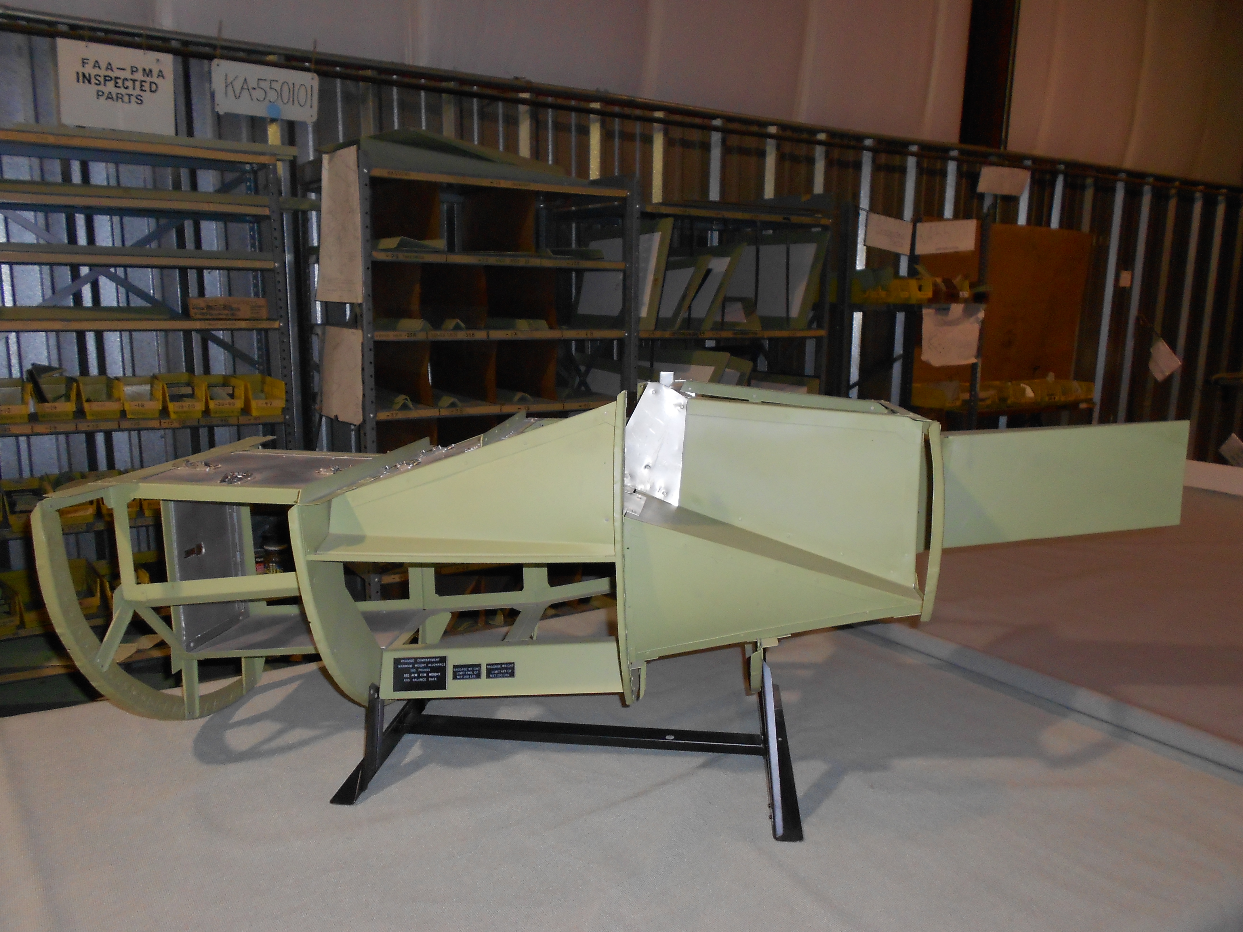 Citation I Aft Baggage Kit Framework 1/2 scale mock-up with –700 Kit Aft Drop Ceiling Mod.